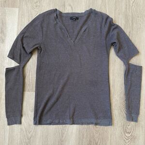 Joe's Jeans Long Sleeve Henley Top Size S Brown Casual W/ Elbows Cutouts Y2K‎